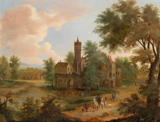 Landschaft mit einer Jagdgesellschaft